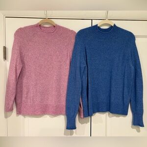 J. Crew Pink and Blue Crewneck Sweaters